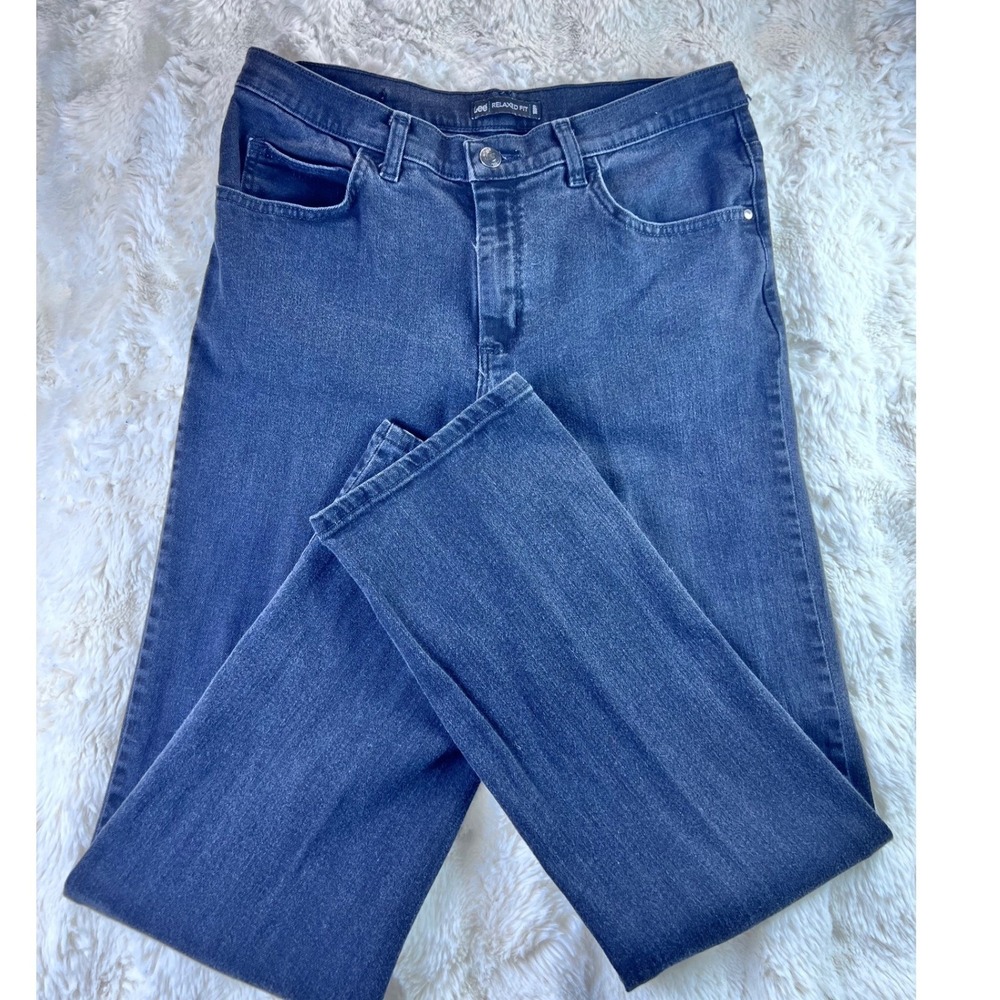 Lee Relaxed Fit Jeans Womens 10 Medium Dark Wash Straight Leg Stretch A19